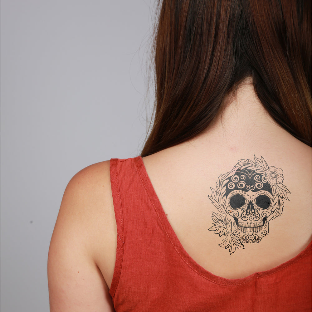 tatouage ephemere calavera style mexicain et artistique