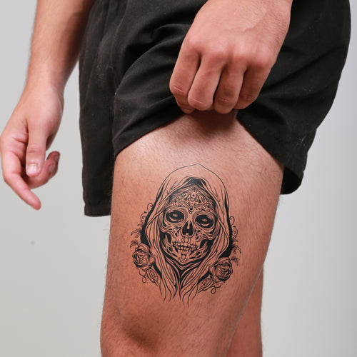 tatouage ephemere santa muerte style mystique et symbolique