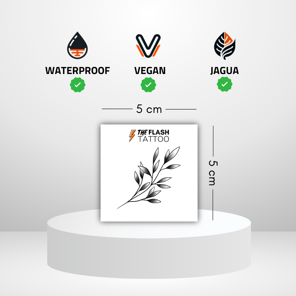 Tatouage branche feuille avec ombré ornemental