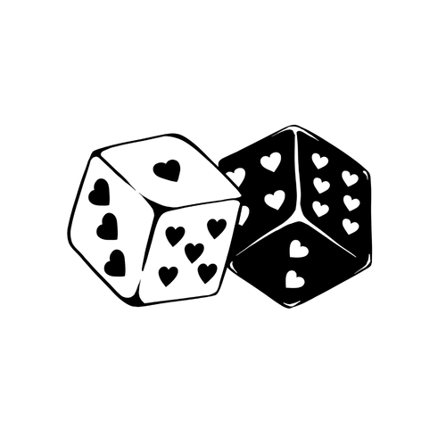 Tatouage dés avec coeur