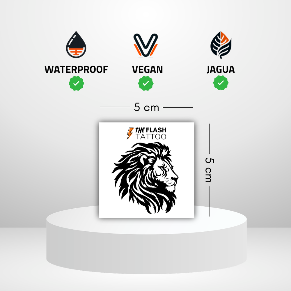 Tatouage temporaire lion réaliste et longue durée jusqu'à 2 semaines