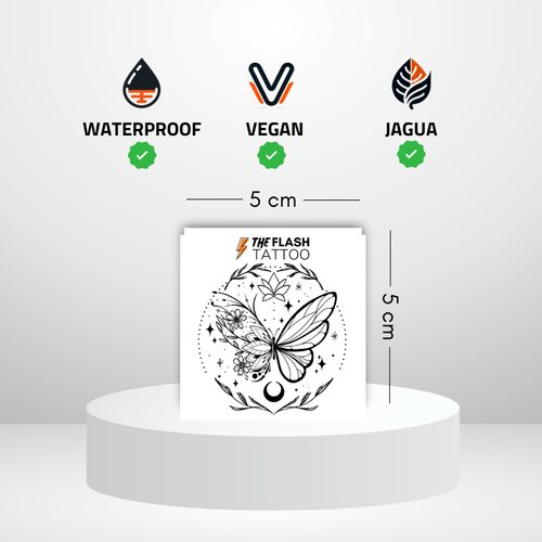 Tatouage ephemere papillon minimaliste avec fleur