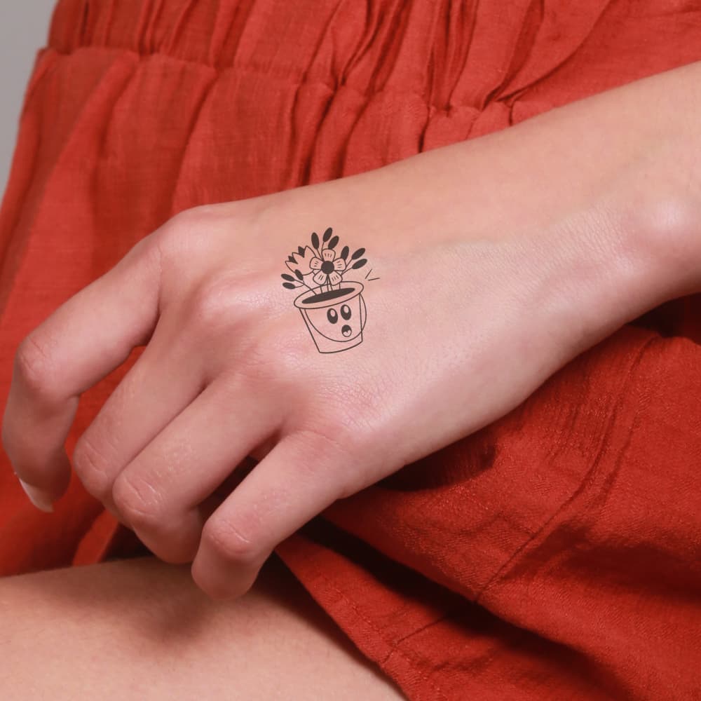 simple potted plant tattoo Flowerpot Tattoo